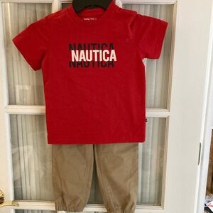 Nautica Red Shirt and Khaki Pants Set
